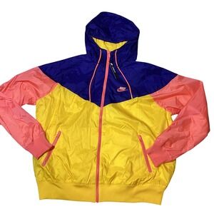 Nike Windrunner Mens Hooded Windbreaker Jacket Yellow Purple Pink AR2191-739 L